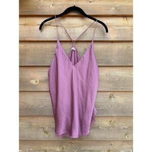 Free People Intimately dusty purple silky tank top with lace trim
